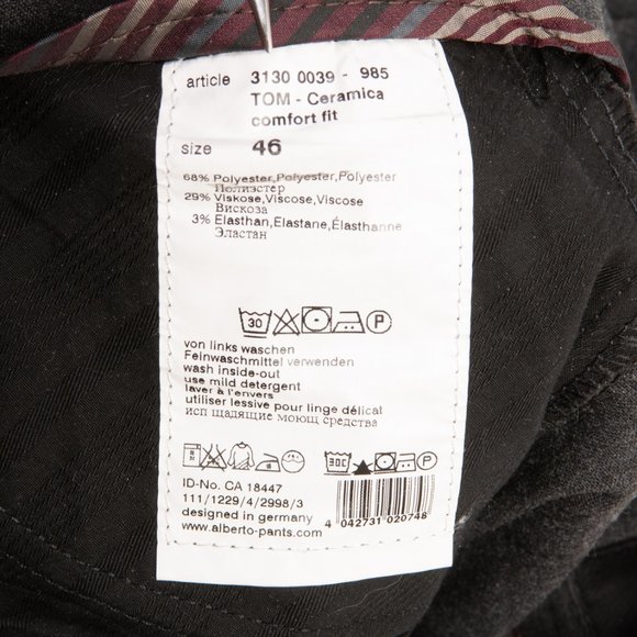 Alberto Dark Grey Tom Cermica Comfort Fit Pants - Picture 4 of 4